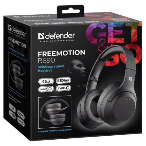 Defender DEFENDER SŁUCHAWKI BLUETOOTH FREEMOTION B690 CZARNE Defender DEFENDER SŁUCHAWKI BLUETOOTH FREEMOTION B690 CZARNE