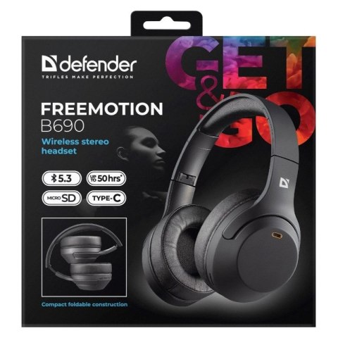 Defender DEFENDER SŁUCHAWKI BLUETOOTH FREEMOTION B690 CZARNE Defender DEFENDER SŁUCHAWKI BLUETOOTH FREEMOTION B690 CZARNE