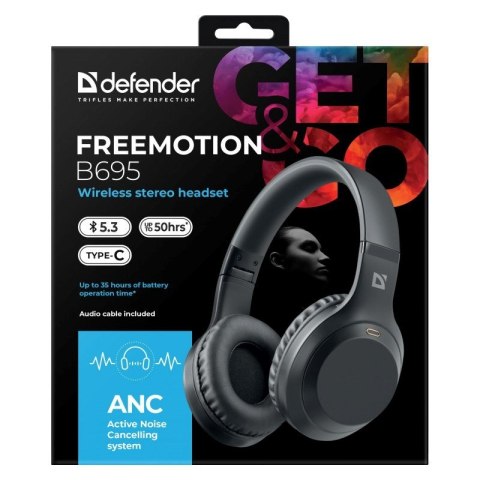 Defender DEFENDER SŁUCHAWKI BLUETOOTH FREEMOTION B695 ANC CZARNE Defender DEFENDER SŁUCHAWKI BLUETOOTH FREEMOTION B695 ANC CZARNE
