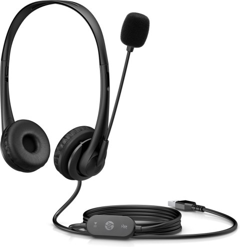 Hewlett-Packard Słuchawki z mikrofonem HP Stereo USB Headset G2 przewodowe czarne 428H5AA Hewlett-Packard Słuchawki z mikrofonem HP Stereo USB Headset G2 przewodowe czarne 428H5AA