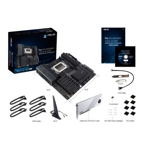 ASUS ASUS PRO WS WRX80E-SAGE SE WIFI AMD WRX80 Threadripper PRO, Intel I211-AT 2x2.5 Gb LAN, USB 3.2 Gen 2x2 Type-C port, 7 x PCIe 4. ASUS ASUS PRO WS WRX80E-SAGE SE WIFI AMD WRX80 Threadripper PRO, Intel I211-AT 2x2.5 Gb LAN, USB 3.2 Gen 2x2 Type-C port, 7 x PCIe 4.