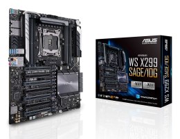 ASUS ASUS WS X299 SAGE/10G, 1x 066, Intel X299, 8x DIMM DDR4 4200(O.C.)/2933 Non-ECC, 7 x PCIe 3.0, 2x M.2, 8x SATA, 1x U.2, Intel Ra
