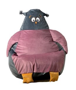 Go Gift Pufa worek sako SOWA szary-róż L 105x80
