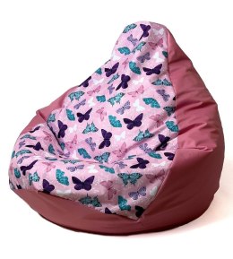 Go Gift Pufa worek sako GRUSZA DRUK ciemny róż-motyle XXL 140x100