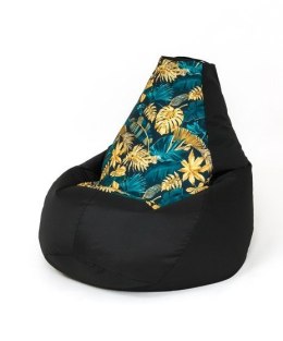 Go Gift Pufa worek sako GRUSZA DRUK czarny-liście XXL 140x100