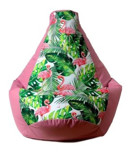 Go Gift Pufa worek sako GRUSZA DRUK róż-flaming XXL 140x100