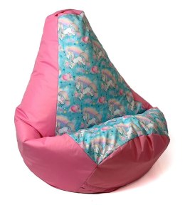 Go Gift Pufa worek sako GRUSZA DRUK róż-jednorożce XXL 140x100