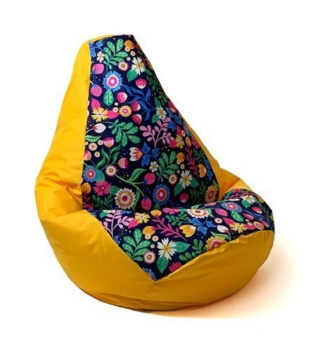 Go Gift Pufa worek sako GRUSZA DRUK żółty-kwiat XL 130x90 Go Gift Pufa worek sako GRUSZA DRUK żółty-kwiat XL 130x90