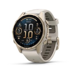 Garmin Garmin Fenix 8 43 mm AMOLED Sapphire Soft gold z piaskowo-beżowym paskiem
