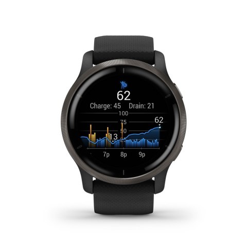 Garmin Zegarek Garmin Venu 2 (45 mm) Slate Stainless Steel Bezel / Black Case / Silicone Band Garmin Zegarek Garmin Venu 2 (45 mm) Slate Stainless Steel Bezel / Black Case / Silicone Band