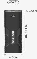 Rockbros Lampka rowerowa Rockbros 24310002001 850 lm z funkcją powerbanku + kabel USB-C - USB-A - czarna