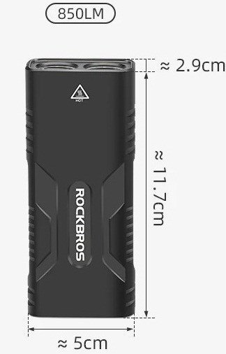 Rockbros Lampka rowerowa Rockbros 24310002001 850 lm z funkcją powerbanku + kabel USB-C - USB-A - czarna Rockbros Lampka rowerowa Rockbros 24310002001 850 lm z funkcją powerbanku + kabel USB-C - USB-A - czarna