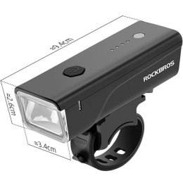 Rockbros Lampka rowerowa przednia Rockbros 24510003001 260 lm + kabel USB-C - USB-A - czarna
