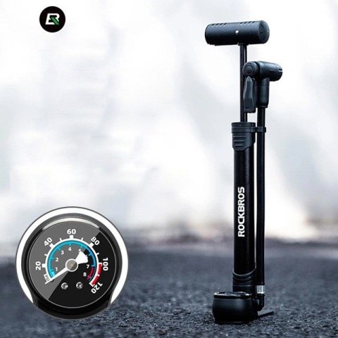 Rockbros Pompka rowerowa Rockbros 42310006001 z manometrem - czarna Rockbros Pompka rowerowa Rockbros 42310006001 z manometrem - czarna