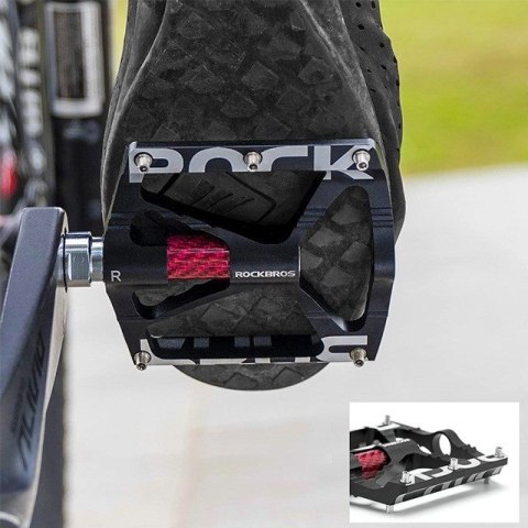 Rockbros Zestaw pedałów rowerowych Rockbros 37213071001 ze stopu aluminium - czarne Rockbros Zestaw pedałów rowerowych Rockbros 37213071001 ze stopu aluminium - czarne