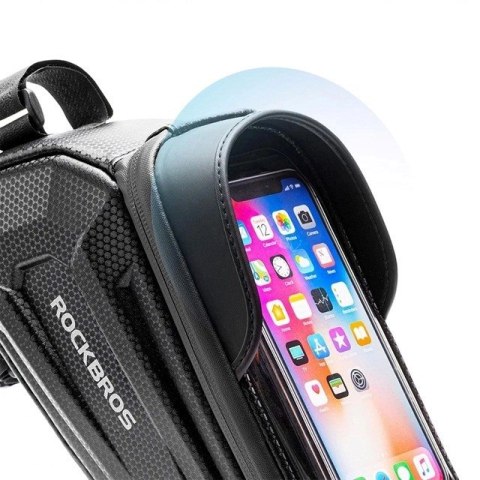 Rockbros Sakwa rowerowa Rockbros B68-1 na ramę pancerna z kieszonką na telefon 1.7l - czarna Rockbros Sakwa rowerowa Rockbros B68-1 na ramę pancerna z kieszonką na telefon 1.7l - czarna