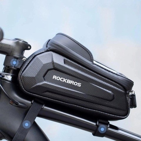 Rockbros Sakwa rowerowa Rockbros B68-1 na ramę pancerna z kieszonką na telefon 1.7l - czarna Rockbros Sakwa rowerowa Rockbros B68-1 na ramę pancerna z kieszonką na telefon 1.7l - czarna