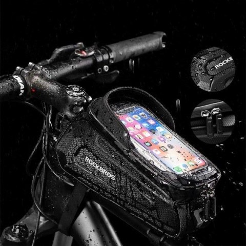 Rockbros Sakwa rowerowa Rockbros B68-1 na ramę pancerna z kieszonką na telefon 1.7l - czarna Rockbros Sakwa rowerowa Rockbros B68-1 na ramę pancerna z kieszonką na telefon 1.7l - czarna