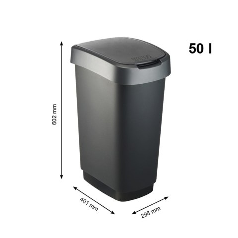 Rotho Rotho kosz na śmieci obrotowy TWIST srebrny 50L Rotho Rotho kosz na śmieci obrotowy TWIST srebrny 50L