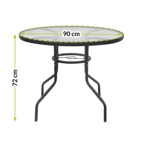 Mirpol Stolik ogrodowy ze szklanym blatem JUPITER 90cm Mirpol Stolik ogrodowy ze szklanym blatem JUPITER 90cm