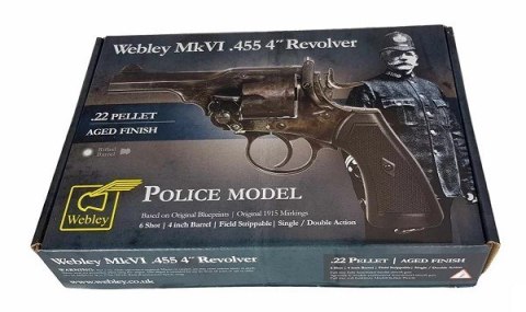 WEBLEY Rewolwer WEBLEY MKVI .455 Police kal.5,5 mm Diabolo łuski 6-strzał. lufa 4" CO2 Battlefield Ekp do17J WEBLEY Rewolwer WEBLEY MKVI .455 Police kal.5,5 mm Diabolo łuski 6-strzał. lufa 4" CO2 Battlefield Ekp do17J