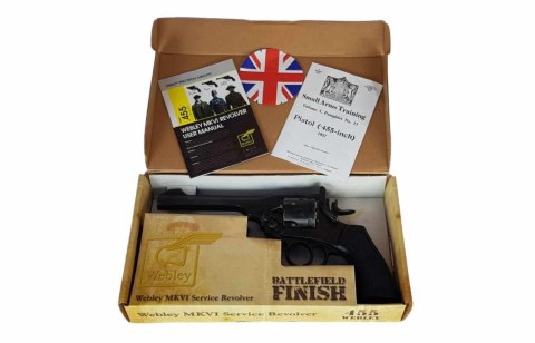 WEBLEY Rewolwer WEBLEY MKVI .455 Service kal.5,5 mm Diabolo łuski 6-strzał. lufa 6" CO2 Battlefield Ekp do17J WEBLEY Rewolwer WEBLEY MKVI .455 Service kal.5,5 mm Diabolo łuski 6-strzał. lufa 6" CO2 Battlefield Ekp do17J