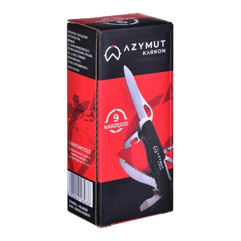 AZYMUT Scyzoryk AZYMUT Karkon - 9 narzędzi + kabura, 113 mm czarny (HK20018) AZYMUT Scyzoryk AZYMUT Karkon - 9 narzędzi + kabura, 113 mm czarny (HK20018)