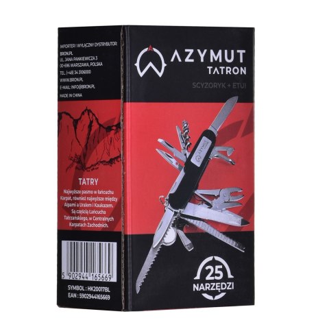 AZYMUT Scyzoryk AZYMUT Tatron - 25 narzędzi + kabura, 90mm czarny ( HK20017BL ) AZYMUT Scyzoryk AZYMUT Tatron - 25 narzędzi + kabura, 90mm czarny ( HK20017BL )