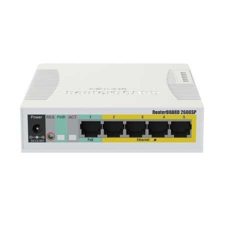 MikroTik Switch Mikrotik RB260GSP (CSS106-1G-4P-1S) 6p PoE (Passive: 4;) 60W Managed Gigabit MikroTik Switch Mikrotik RB260GSP (CSS106-1G-4P-1S) 6p PoE (Passive: 4;) 60W Managed Gigabit