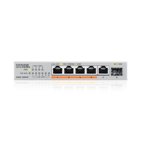 ZyXEL Switch Zyxel XMG-105HP 6p PoE (PoE++: 4) 70W Unmanaged Multigigabit ZyXEL Switch Zyxel XMG-105HP 6p PoE (PoE++: 4) 70W Unmanaged Multigigabit