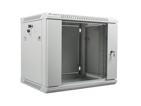 Lanberg Szafa jednosekcyjna Lanberg WF01-6409-10S (9U; 500mm / 600mm / 450 mm; wisząca; Szklane; 19''; kolor szary)
