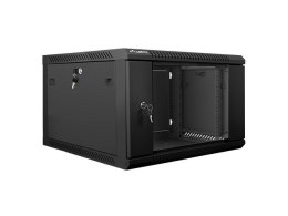Lanberg Szafa jednosekcyjna Lanberg WF01-6606-10B (6U; 368mm / 600mm / 600 mm; wisząca; Szklane; 19''; kolor czarny)