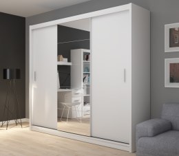 TOP E SHOP SZAFA FARO DRZWI PRZESUWNE LUSTRO 235CM BIEL MAT