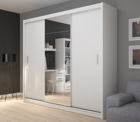 TOP E SHOP SZAFA FARO DRZWI PRZESUWNE LUSTRO 235CM BIEL MAT