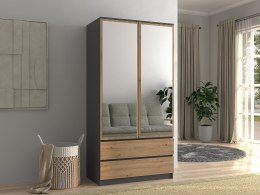 TOP E SHOP Szafa SS-90 LUSTRO 90x50xH180 antracyt/artisan