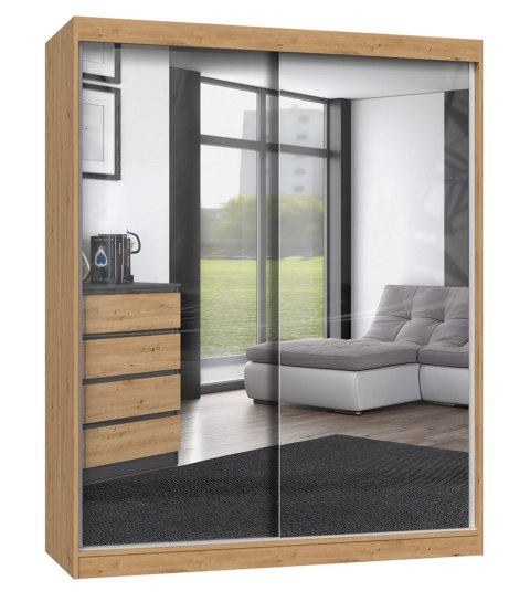 TOP E SHOP Szafa z drzwiami przesuwnymi z 2 lustrami IGA 160x61xH200 artisan
