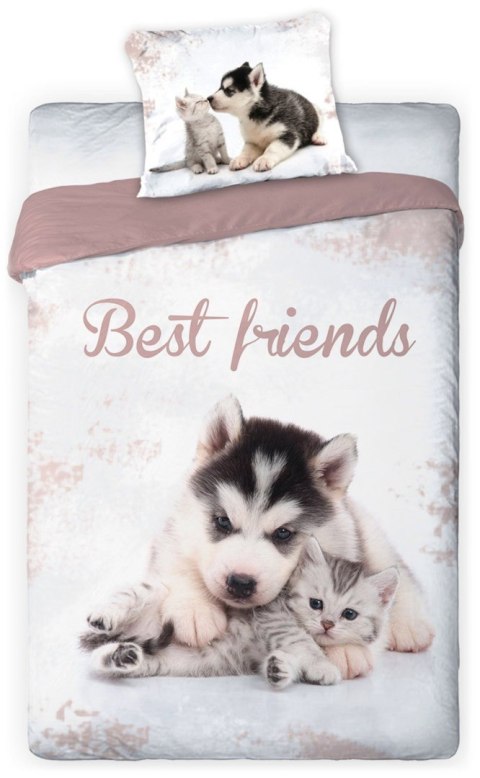 Faro Pościel młodzieżowa 02 BEST FRIENDS PIES I KOT komplet 140x200cm + poduszka 70x90cm Faro Pościel młodzieżowa 02 BEST FRIENDS PIES I KOT komplet 140x200cm + poduszka 70x90cm