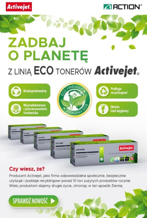 Activejet BIO Activejet ATH-78NB Toner (zamiennik HP 78A CE278A, Canon CRG-728; Supreme; 2500 stron; czarny). ECO Toner. Proszek w tonerze Activejet BIO Activejet ATH-78NB Toner (zamiennik HP 78A CE278A, Canon CRG-728; Supreme; 2500 stron; czarny). ECO Toner. Proszek w tonerze