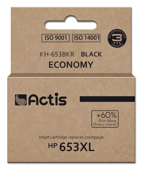 ACTIS Actis KH-653BKR Tusz (zamiennik HP 653XL 3YM75AE; Premium; 20ml; 575 stron; czarny) ACTIS Actis KH-653BKR Tusz (zamiennik HP 653XL 3YM75AE; Premium; 20ml; 575 stron; czarny)