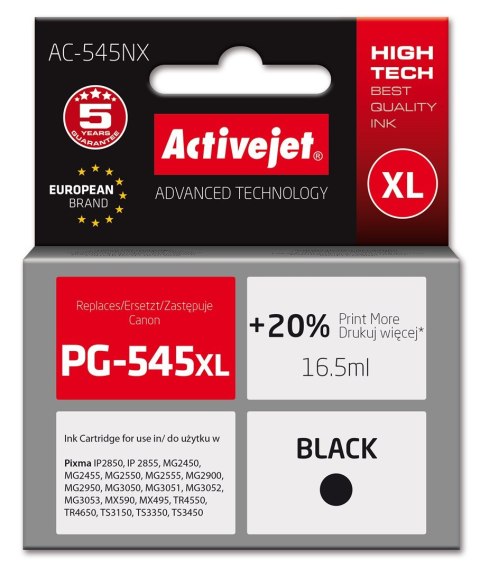 Activejet Activejet AC-545NX Tusz (zamiennik Canon PG-545XL; Supreme; 16,5ml; czarny) Activejet Activejet AC-545NX Tusz (zamiennik Canon PG-545XL; Supreme; 16,5ml; czarny)
