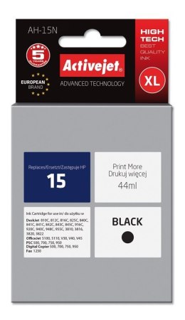 Activejet Activejet AH-15N Tusz (zamiennik HP 15 C6615N; Supreme; 44 ml; czarny)