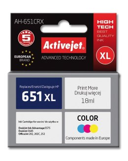 Activejet Activejet AH-651CRX Tusz (zamiennik HP 651 C2P11AE; Premium; 18 ml; kolor)