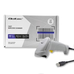 Qoltec QOLTEC CZYTNIK KODÓW KRESKOWYCH LASEROWY | 1D | USB | BIAŁY