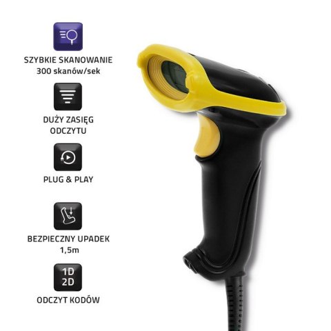 Qoltec QOLTEC LASEROWY CZYTNIK KODÓW 1D | 2D | USB | CZARNY Qoltec QOLTEC LASEROWY CZYTNIK KODÓW 1D | 2D | USB | CZARNY
