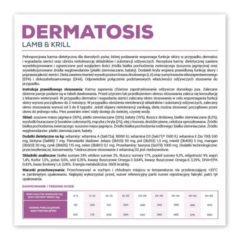 VetExpert VetExpert Veterinary Diet Dermatosis dog Lamb&Krill 12kg VetExpert VetExpert Veterinary Diet Dermatosis dog Lamb&Krill 12kg