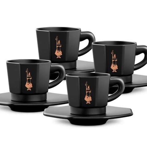 BIALETTI Bialetti zestaw 4 czarnych filiżanek ze spodkami BIALETTI Bialetti zestaw 4 czarnych filiżanek ze spodkami