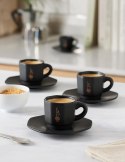 BIALETTI Bialetti zestaw 4 czarnych filiżanek ze spodkami