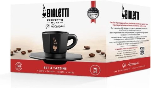 BIALETTI Bialetti zestaw 4 czarnych filiżanek ze spodkami BIALETTI Bialetti zestaw 4 czarnych filiżanek ze spodkami