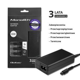 Qoltec QOLTEC ZASILACZ DO LAPTOPÓW SPECJALIZOWANY DO SAMSUNG / SONY 65W | 3WTYCZKI | +KABEL ZASILAJĄCY