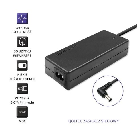 Qoltec Zasilacz Qoltec 50088.90W do notebooka Sony (19,5 V; 4,7 A; 90W; 6 mm x 4.4 mm) Qoltec Zasilacz Qoltec 50088.90W do notebooka Sony (19,5 V; 4,7 A; 90W; 6 mm x 4.4 mm)